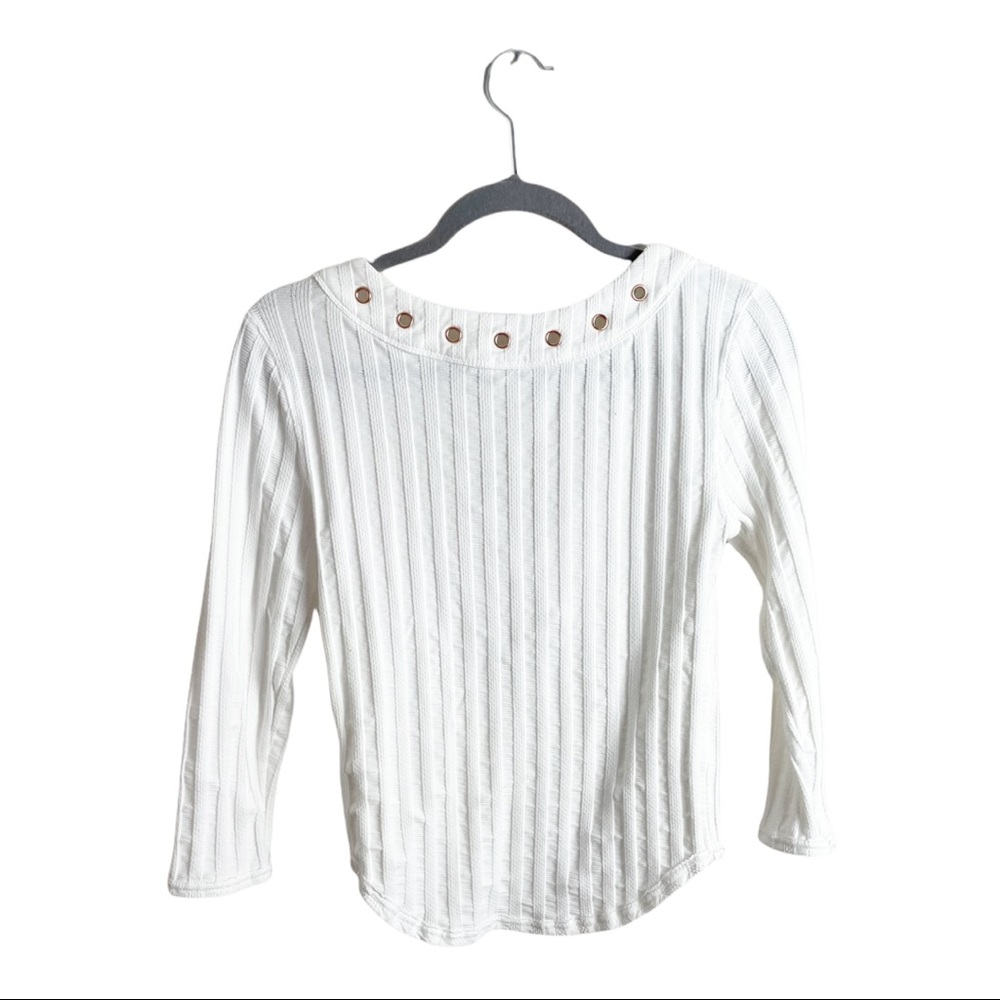Free People Ice Cold Lace Up Ribbed Top White Size Medium - Picture 4 of 8